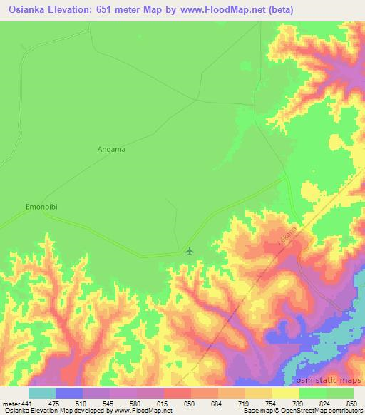 Osianka,Congo (Brazzaville) Elevation Map
