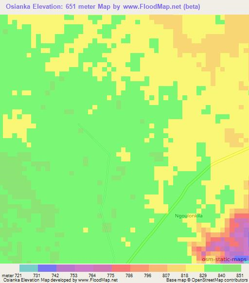 Osianka,Congo (Brazzaville) Elevation Map
