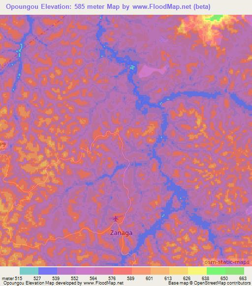 Opoungou,Congo (Brazzaville) Elevation Map