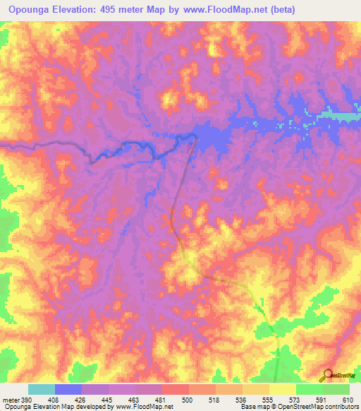 Opounga,Congo (Brazzaville) Elevation Map