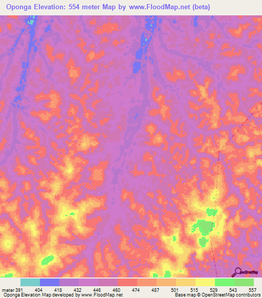 Oponga,Congo (Brazzaville) Elevation Map