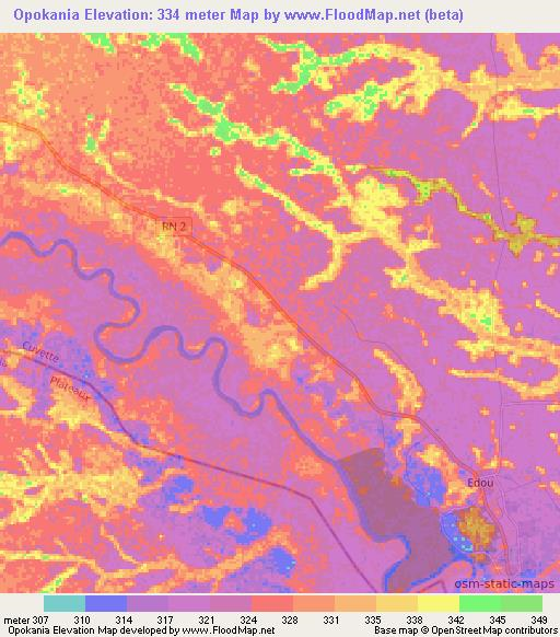 Opokania,Congo (Brazzaville) Elevation Map