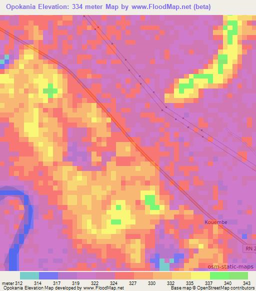 Opokania,Congo (Brazzaville) Elevation Map