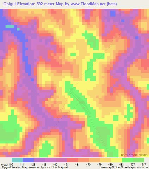 Opigui,Congo (Brazzaville) Elevation Map