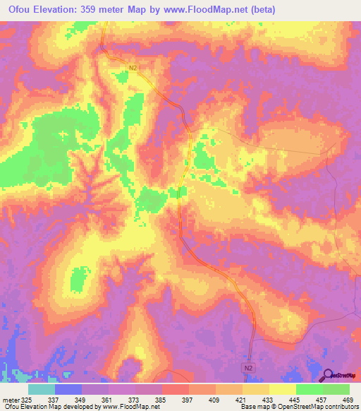 Ofou,Congo (Brazzaville) Elevation Map