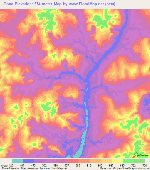 Ooua,Congo (Brazzaville) Elevation Map