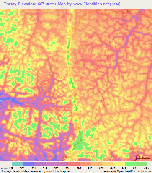Ontsay,Congo (Brazzaville) Elevation Map