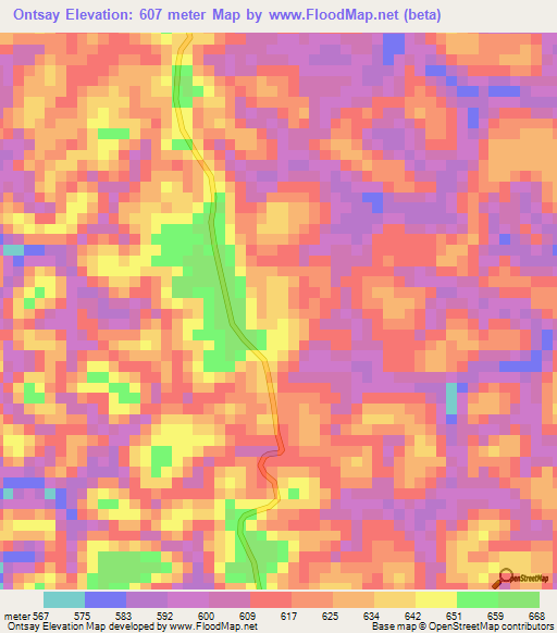 Ontsay,Congo (Brazzaville) Elevation Map