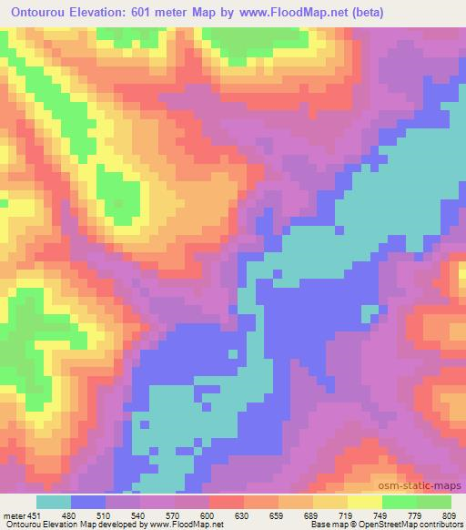 Ontourou,Congo (Brazzaville) Elevation Map