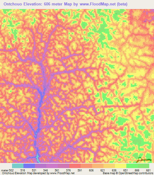 Ontchouo,Congo (Brazzaville) Elevation Map