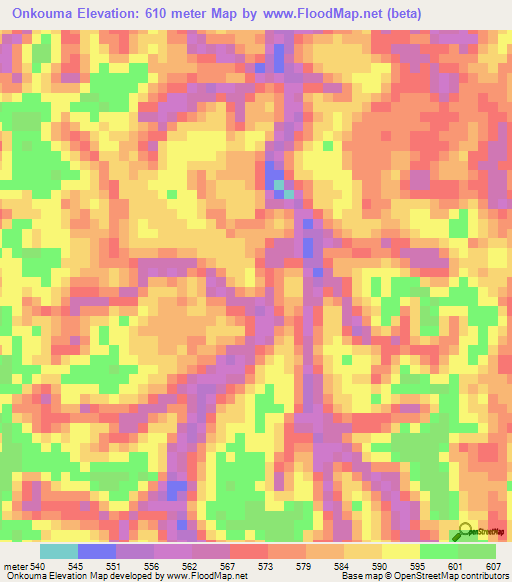 Onkouma,Congo (Brazzaville) Elevation Map