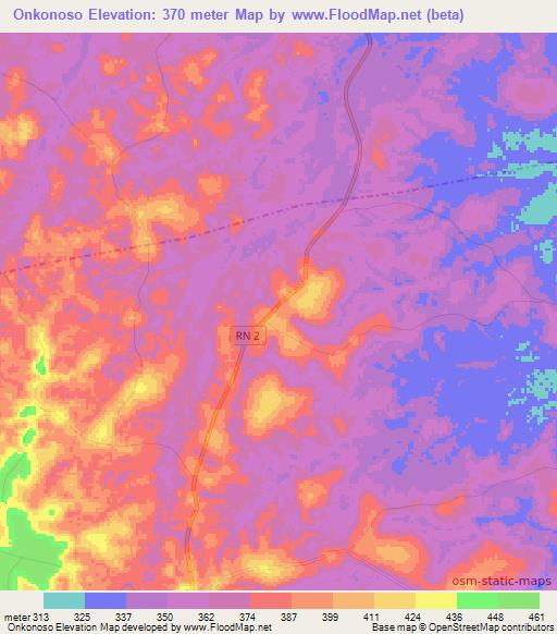 Onkonoso,Congo (Brazzaville) Elevation Map