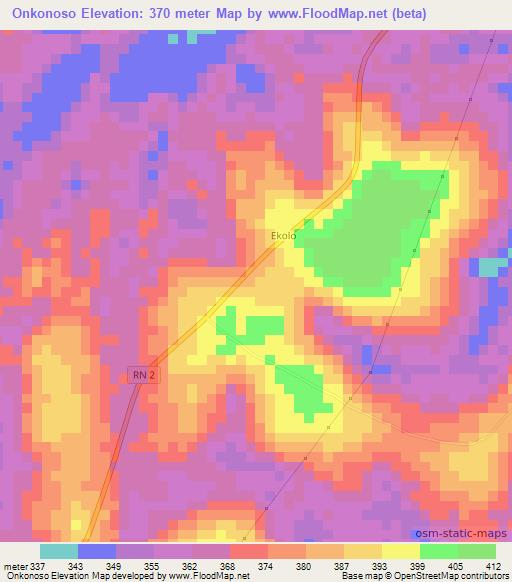 Onkonoso,Congo (Brazzaville) Elevation Map