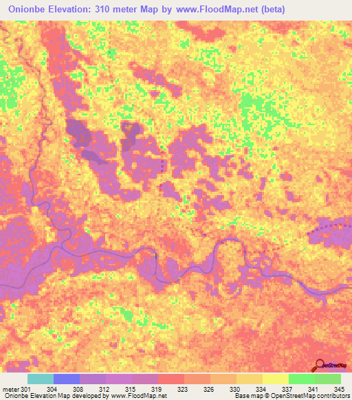 Onionbe,Congo (Brazzaville) Elevation Map