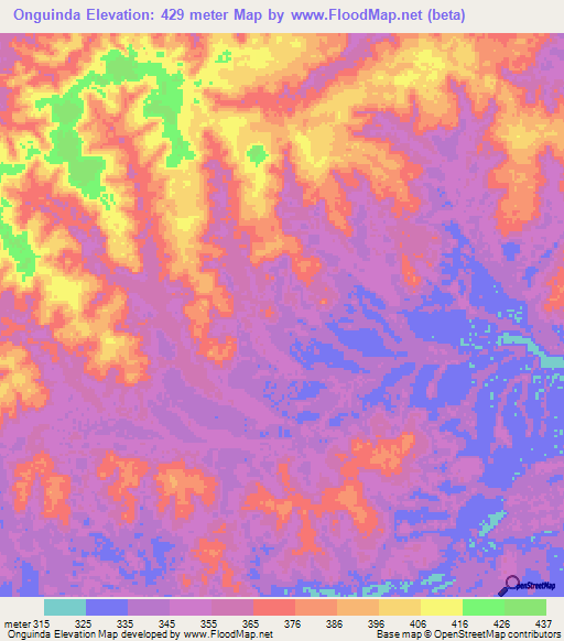 Onguinda,Congo (Brazzaville) Elevation Map