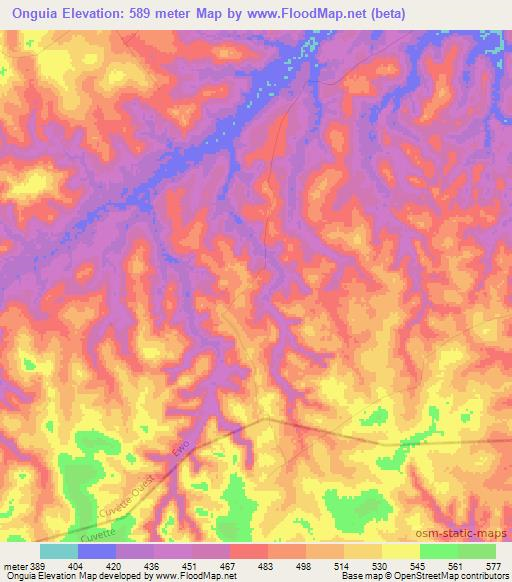 Onguia,Congo (Brazzaville) Elevation Map