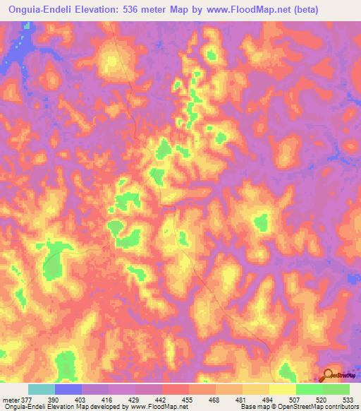 Onguia-Endeli,Congo (Brazzaville) Elevation Map