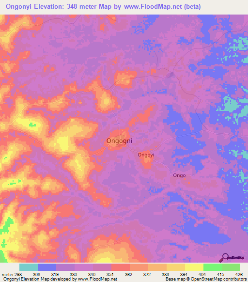 Ongonyi,Congo (Brazzaville) Elevation Map