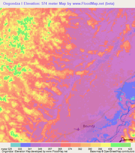 Ongondza I,Congo (Brazzaville) Elevation Map