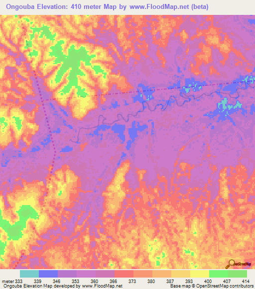 Ongouba,Congo (Brazzaville) Elevation Map