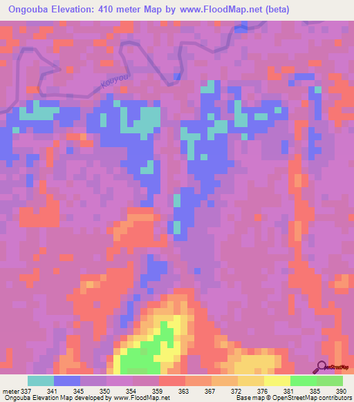 Ongouba,Congo (Brazzaville) Elevation Map
