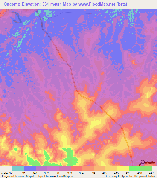 Ongomo,Congo (Brazzaville) Elevation Map