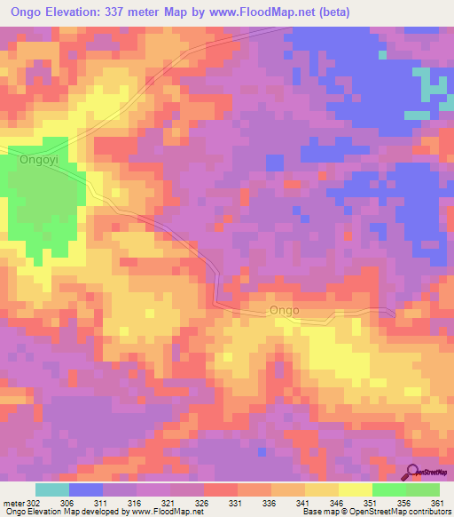 Ongo,Congo (Brazzaville) Elevation Map