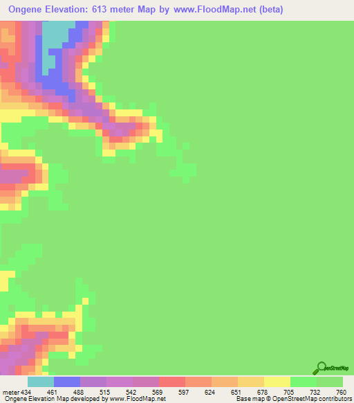 Ongene,Congo (Brazzaville) Elevation Map