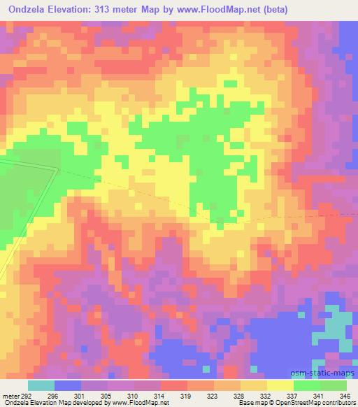 Ondzela,Congo (Brazzaville) Elevation Map