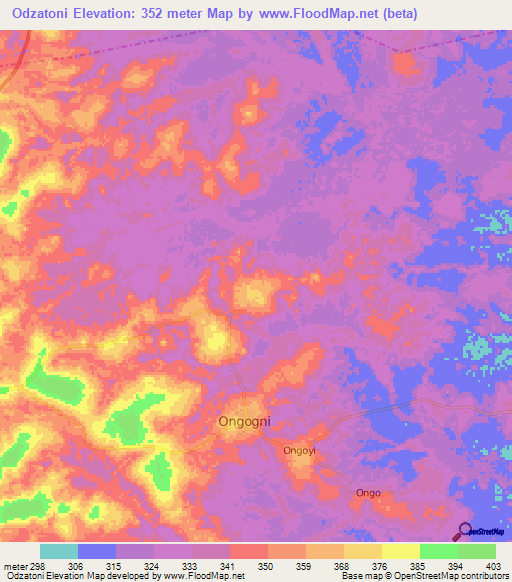 Odzatoni,Congo (Brazzaville) Elevation Map