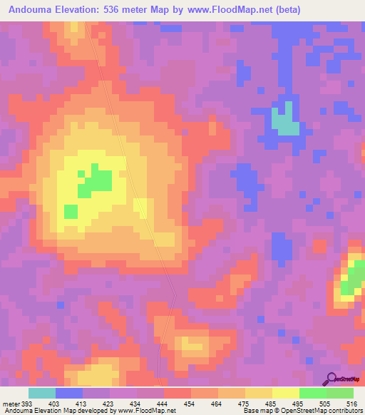 Andouma,Congo (Brazzaville) Elevation Map