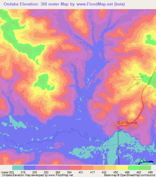 Ondaba,Congo (Brazzaville) Elevation Map