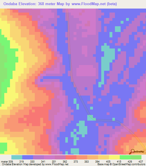 Ondaba,Congo (Brazzaville) Elevation Map