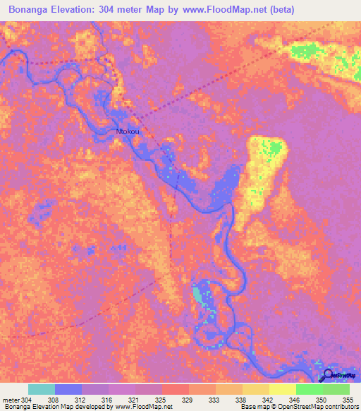 Bonanga,Congo (Brazzaville) Elevation Map