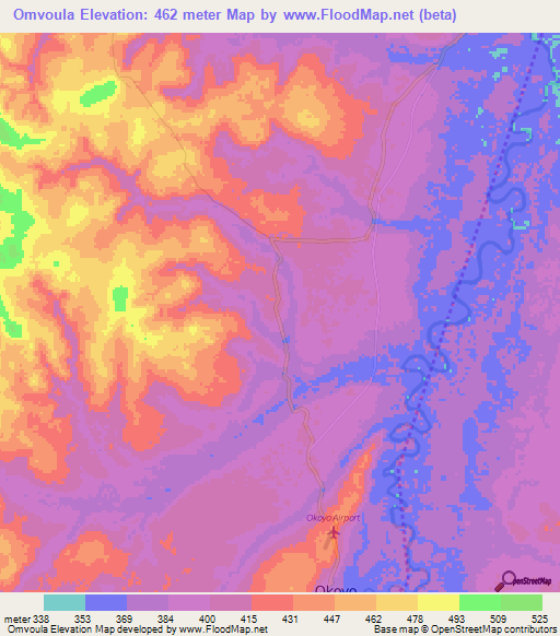 Omvoula,Congo (Brazzaville) Elevation Map
