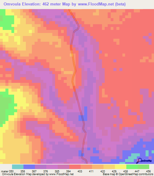 Omvoula,Congo (Brazzaville) Elevation Map