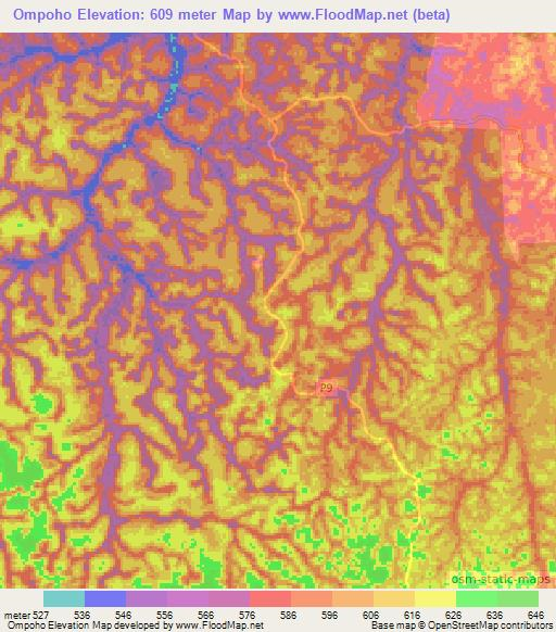 Ompoho,Congo (Brazzaville) Elevation Map