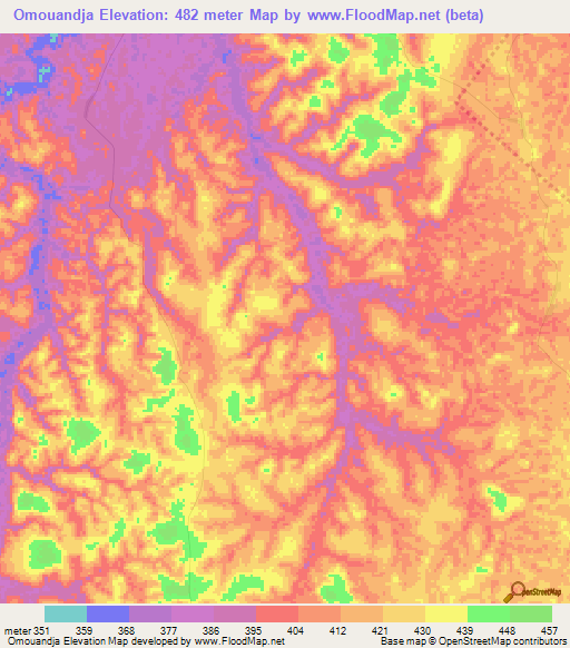 Omouandja,Congo (Brazzaville) Elevation Map