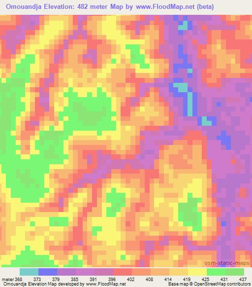 Omouandja,Congo (Brazzaville) Elevation Map
