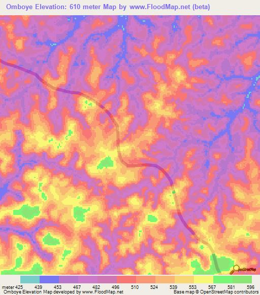 Omboye,Congo (Brazzaville) Elevation Map