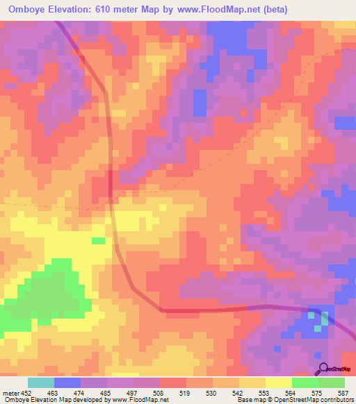 Omboye,Congo (Brazzaville) Elevation Map