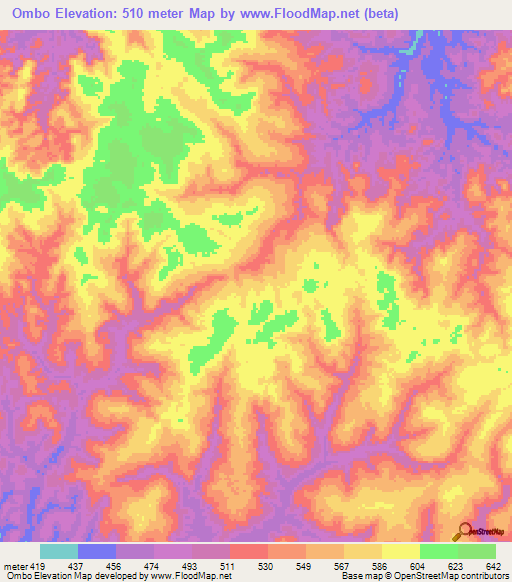 Ombo,Congo (Brazzaville) Elevation Map