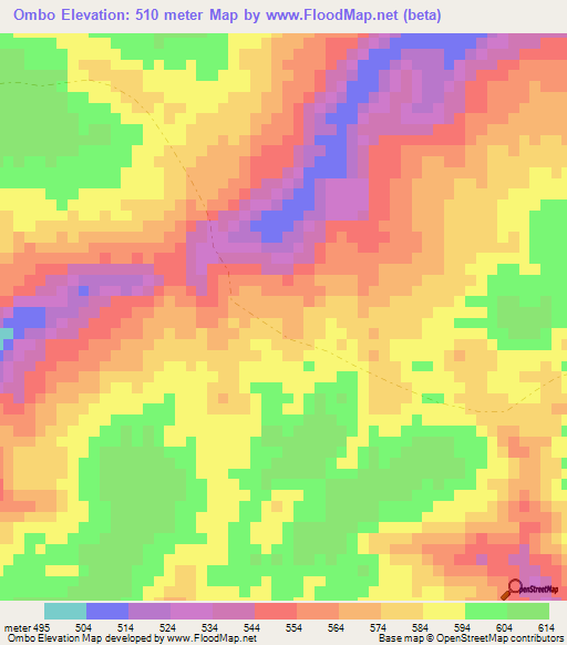 Ombo,Congo (Brazzaville) Elevation Map