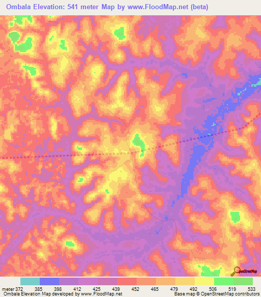 Ombala,Congo (Brazzaville) Elevation Map