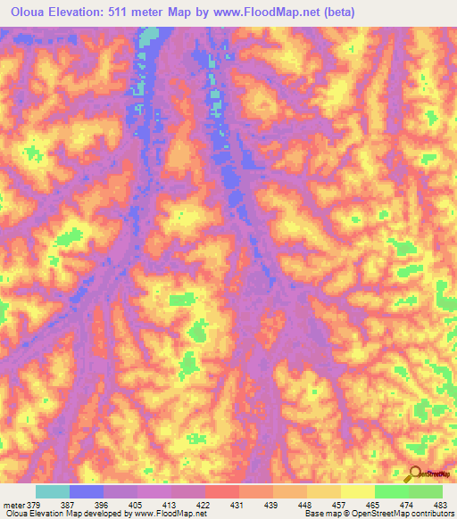 Oloua,Congo (Brazzaville) Elevation Map