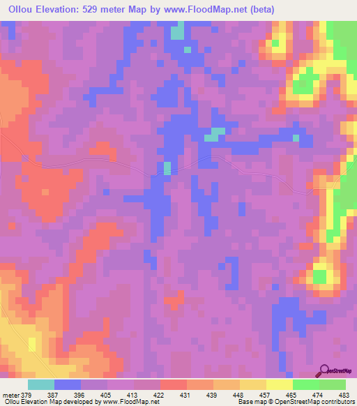 Ollou,Congo (Brazzaville) Elevation Map