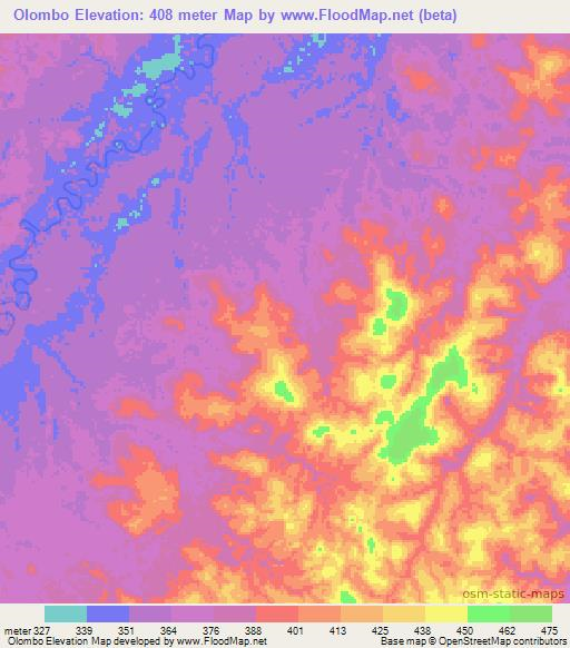 Olombo,Congo (Brazzaville) Elevation Map