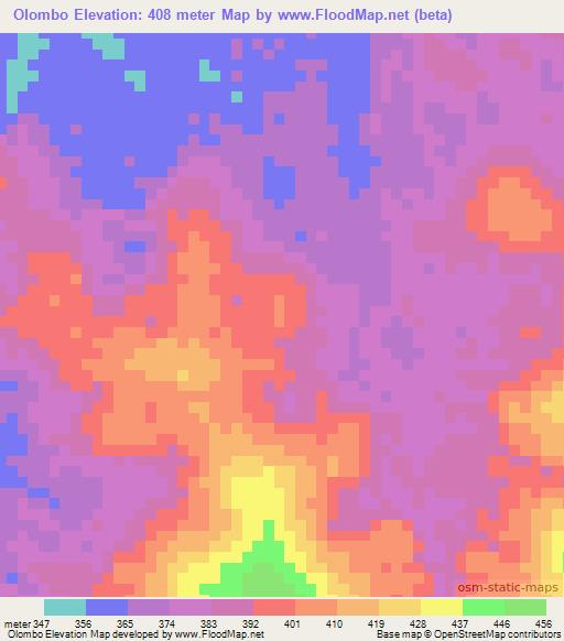 Olombo,Congo (Brazzaville) Elevation Map