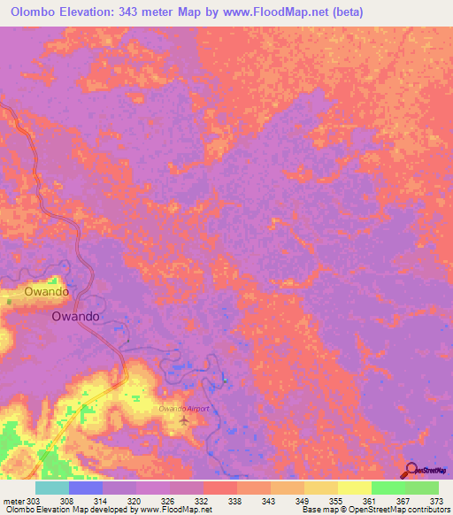 Olombo,Congo (Brazzaville) Elevation Map