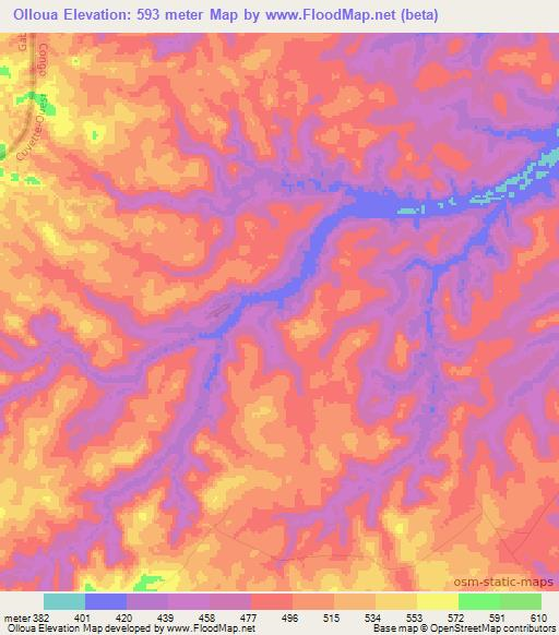 Olloua,Congo (Brazzaville) Elevation Map